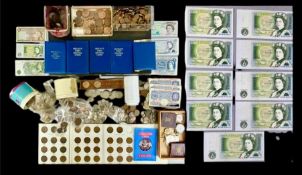 LARGE ASSORTMENT OF PRE-DECIMAL COINS & BANKNOTES ETC. Provenance: private collection Ynys Môn