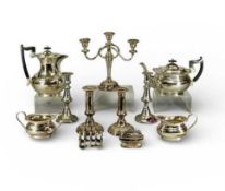 VARIOUS PLATED WARE, including four-piece EPNS tea service of plain oval design (11) Provenance:
