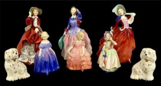 SIX ROYAL DOULTON FIGURINES, 'Autumn Breezes' HN1934, 'Marie' HN1370, 'Top o' the Hill' HN1834, '