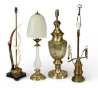 FOUR CONTEMPORARY TABLE LAMPS, including David Hunt example modelled as a pair of antlers, 60cms (h)