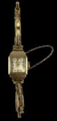 ACCURIST 9CT GOLD-CASED ART DECO STYLE LADIES' WRISTWATCH, on plated flexible bracelet Provenance:
