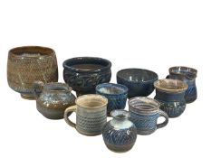 ART / STUDIO POTTERY, including Anvil, two jugs, two mugs, two jardinières, etc. (10) Provenance: