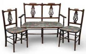 PARLOUR SUITE, to include two-seater settee, 92 (h) x 111 (w) x 47cms (d); and matching side