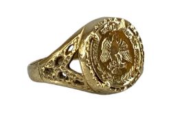 MEXICAN GOLD COIN RING, 9ct gold mount, 2.6g Provenance: private collection Powys