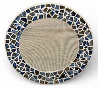 CIRCULAR MOSAIC PATTERN & FRAMED WALL MIRROR, 51cms (diam.) Provenance: private collection