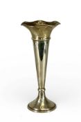 GEORGE V SILVER TRUMPET FORM VASE, with weighted base, Birmingham 1944, 26cms (h), 12.5ozt gross