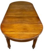 FINE VICTORIAN MAHOGANY WIND-OUT DINING TABLE, with four leaves, and on turned Corinthean tapered