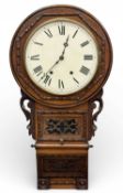 ANTIQUE PENDULUM WALL CLOCK with fretwork detail, 83 (h) x 43cms (diam.) Provenance: private