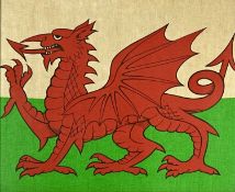 PRINTED COTTON WELSH FLAG (Y DDRAIG GOCH), 44 x 54cms Provenance: private collection Gwynedd