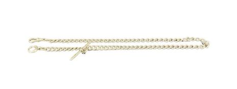 SILVER WATCH CHAIN WITH T-BAR, 47cms (l), 36.5g Provenance: private collection Ynys Môn