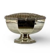 ELIZABETH II SILVER ROSE BOWL of octagonal form, gadrooned rim, on octagonal foot, Sheffield 1961,