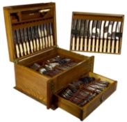OAK-CASED CANTEEN OF CUTLERY, approx. 100 pieces Provenance: private collection Denbighshire
