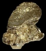 VICTORIAN SILVER-PLATED SPOON WARMER in the form of a partially opened oyster shell, on rock form