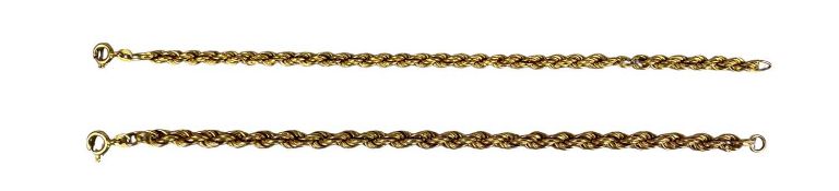 TWO 9CT GOLD ROPE-TWIST BRACELETS, each 18cms (l), 6.6g Provenance: private collection Gwynedd
