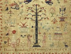 19TH CENTURY NEEDLEWORK SAMPLER, 'Elizabeth Barton Aged 13, In the Year of Our Lord 1844', 46.5 x