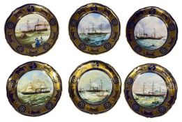 SIX SPODE LIMITED EDITION PLATES, Cunard 'The Age of Romance', each 23.5cms (diam.), with boxes