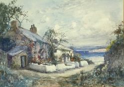 JOSEPH HUGHES CLAYTON (19th century) watercolour - coastal cottages, signed lower right, 25 x