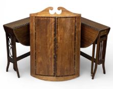 GROUP OF ANTIQUE FURNITURE, to include two neat mahogany Sutherland tables, and a two-door bow front