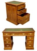 REGENCY STYLE TWIN PEDESTAL DESK having tooled top, 79 (h) x 127 (w) x 63cms (d) and an accompanying