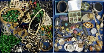 INTERESTING ASSORTMENT OF COSTUME JEWELLERY, including bead necklaces, ladies' watches, various
