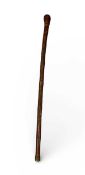 CHINESE CARVED BAMBOO WALKING STICK with brass ferrule, 89cms (l) Provenance: private collection