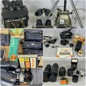 LARGE QUANTITY OF CAMERAS, ACCESSORIES, BINOCULARS, etc. Provenance: deceased estate Conwy