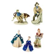 VARIOUS PORCELAIN FIGURES, including two Royal Doulton figurines Regal Lady and Debbie, Carl