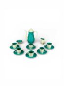 SUSIE COOPER GREEN & CREAM RAISED SPOT COFFEE SERVICE, 14 pieces Provenance: private collection