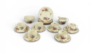 ROYAL CROWN DERBY 'DERBY POSIES', six cups, saucers, and side plates, and a jug and bowl Provenance: