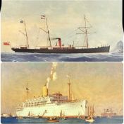 ‡ NORMAN WILKINSON CBE (1878-1971) print - 'Strathenden 1937 at Anchor off Port Said', 54 x 90cms;