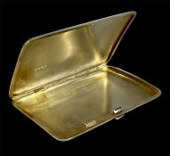 GEORGE V RECTANGULAR SILVER CIGAR CASE of plain curved design, William Neal & Son, Birmingham