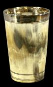 VICTORIAN HORN BEAKER with silver collar and interior, Atkin Bros, Sheffield 1899, 12cms (h)