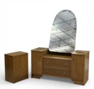 MID-CENTURY TYPE AUSTIN SUITE BEDROOM FURNITURE, comprising dressing table, 144 (h) x 115 (w) x