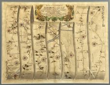 JOHN OGILBY hand-coloured engraved map 'The Road from Chester to Holyhead', 36.5 x 48cms Provenance:
