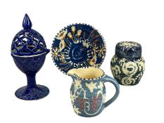 STUDIO / ART POTTERY, including Wendy Gill blue glazed candle holder with reticulated cover,
