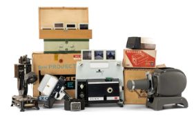 COLLECTION OF VINTAGE PROJECTORS, including early Pathé-Baby projector serial No. 31283, Leitz Prado