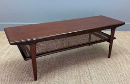 MCM JOHN HERBERT FOR A. YOUNGER 'SEQUENCE' COFFEE TABLE, rattan magazine rack, 47 (h) x 137 (w) x