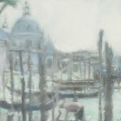 ‡ DAI DAVID (b.1968) oil on card - entitled verso, 'Gondolas, Grand Canal' on Albany Gallery
