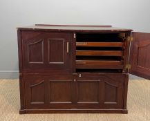 20TH CENTURY STAINED MAHOGANY ARCHITECT / PLAN CHEST, two-part construction, upper two panelled