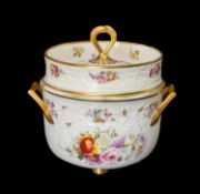 19TH CENTURY COALPORT PORCELAIN ICE PAIL, COVER & LINER, circa 1825, unusual moulded borders,