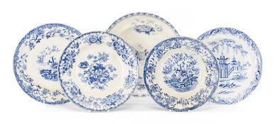 FIVE SWANSEA CAMBRIAN & OTHER POTTERY DISHES, patterns comprising 'Whampoa', 'Shell and Flower', '