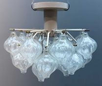 MCM J. T. KALMAR FOR FRANKEN 'TULIPAN' 24 GLOBE CHANDELIER, produced in collaboration with Murano