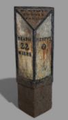 VINTAGE WELSH CAST IRON MILESTONE MARKER, Merthyr Tydfil Parish, featuring distance to Neath (22