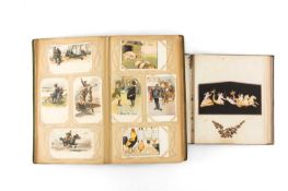 EARLY 20TH CENTURY POSTCARD & SCRAP ALBUM the postcard album containing vintage colour lithograph