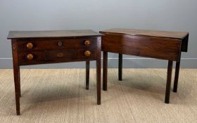 18TH CENTURY JOINED OAK LOWBOY, two-plank top, pegged construction, one long frieze drawer over