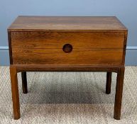 MID-CENTURY KAI KRISTIANSEN FOR AKSEL KJERSGAARD MODEL 384 ROSEWOOD NIGHTSTAND, makers stamp to
