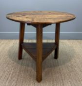 CIRCULAR FRUITWOOD OCCASIONAL TABLE, tilt-action table top fixed to an associated 'cricket table'