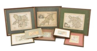 ASSORTED ANTIQUE NORTH WALES MAPS, including Gerald Mercator, Emmanuel Bowen, Robert Morden, Alain
