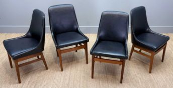 MCM TEAK & BLACK VINYL DINING CHAIRS, attributed to Gimson & Slater 'Palmerston' collection, 84 (