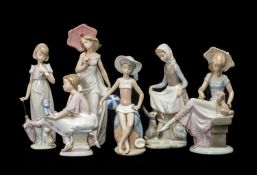 LLADRÓ FIGURINES, to include 4826 'Rabbits Food', 7636 'Afternoon Parade', 7611 'Summer Stroll',